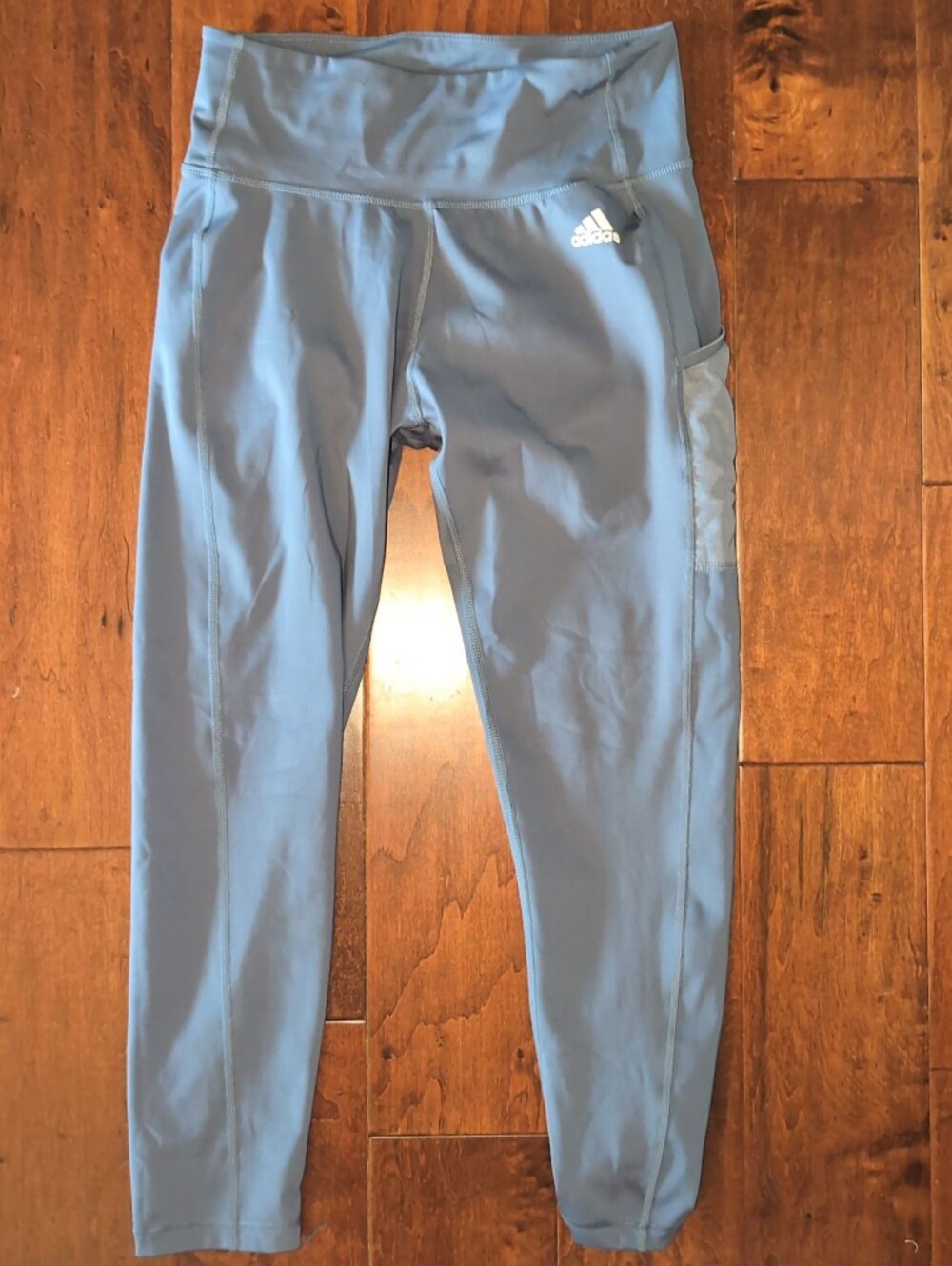 adidas Light Blue High-Waist Leggings with Side Pocket Aeroready
